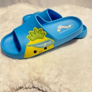Squishmallow Sandals Slides Pineapple Blue Women’s Size 9/10 EUC Cute Fun Kitsch